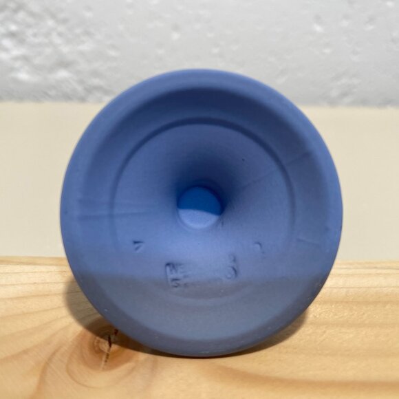 Wedgwood Blue Jasperware Lotus Bud Vase with White Motif - Picture 8 of 8